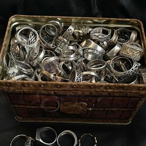 Grab bag Lot of 109 Sterling Silver designer rings